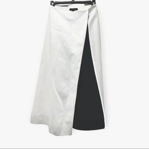 St. John Folded Over Knit Midi Skirt, White/ Navy, Size 0, NWT